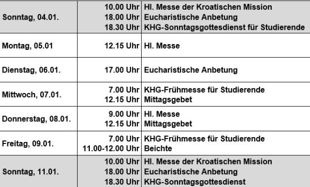 Gottesdienst 04.01.-11.01.26