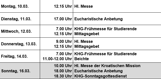 Gottesdienste 10.03.-16.03.25