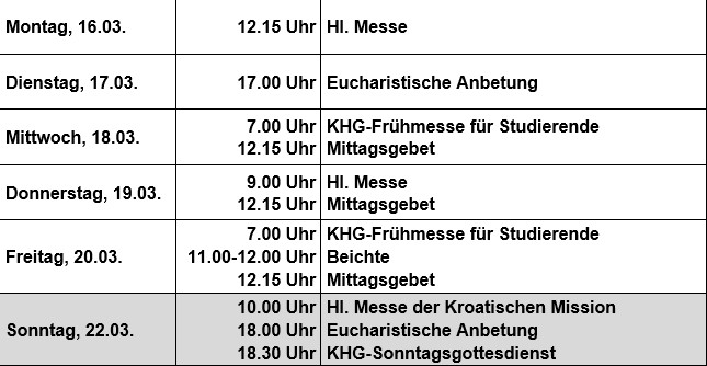 Gottesdienste 16.03.-22.03.26