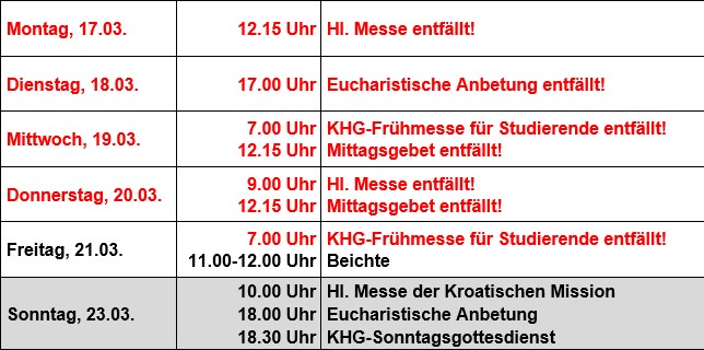 Gottesdienste 17.03.-23.03.25