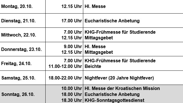Gottesdienste 20.10.-26.10.25
