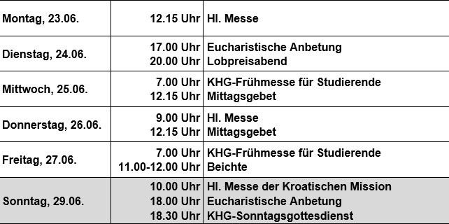 Gottesdienste 23.06.-29.06.25