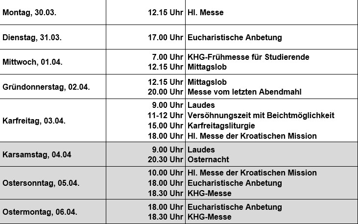 Gottesdienste 30.03.-06.04.26